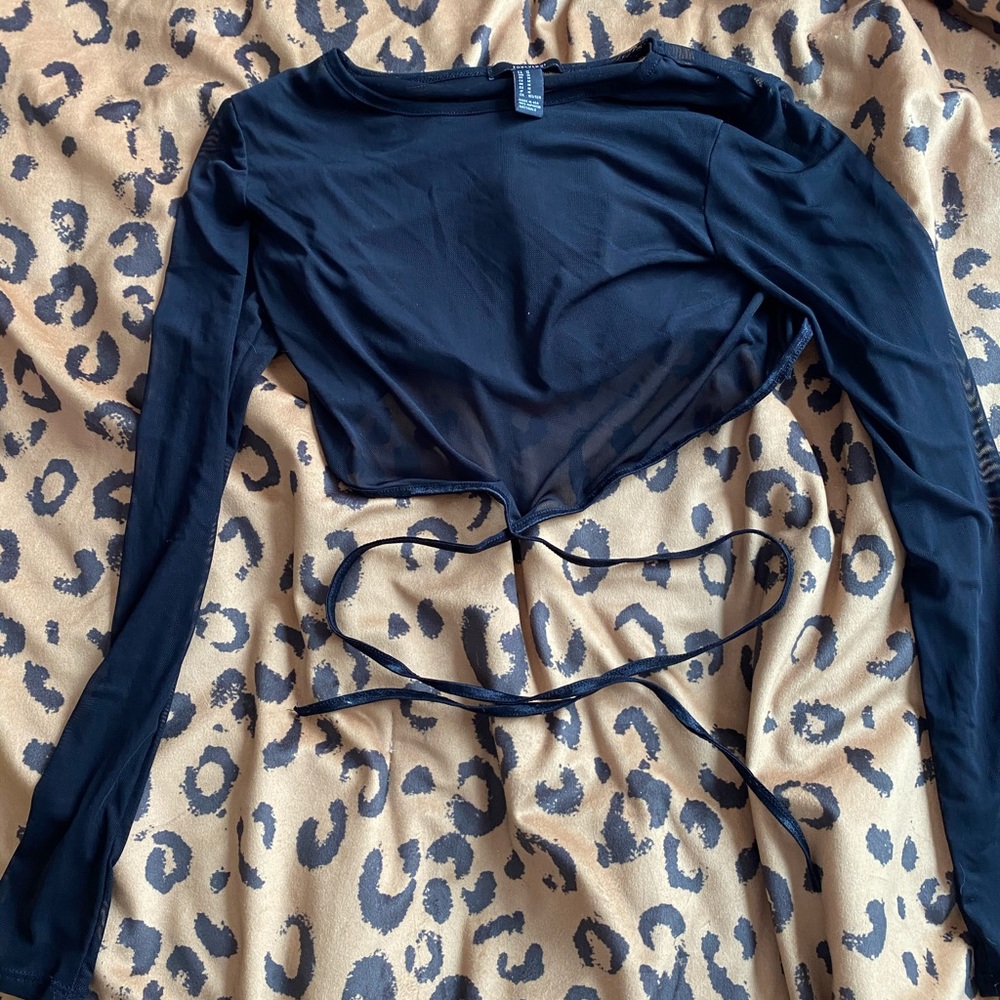 mesh double tie crop top